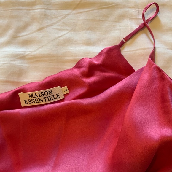Maison Essentiale - Pink Silk Midi Slip Dress - Size L - Picture 8 of 11